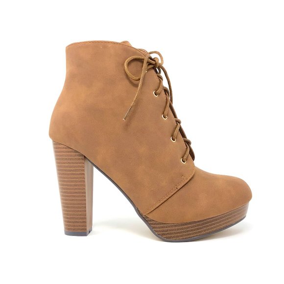 TOP Moda Shoes - Cognac Nubuck Suede Ankle Boots